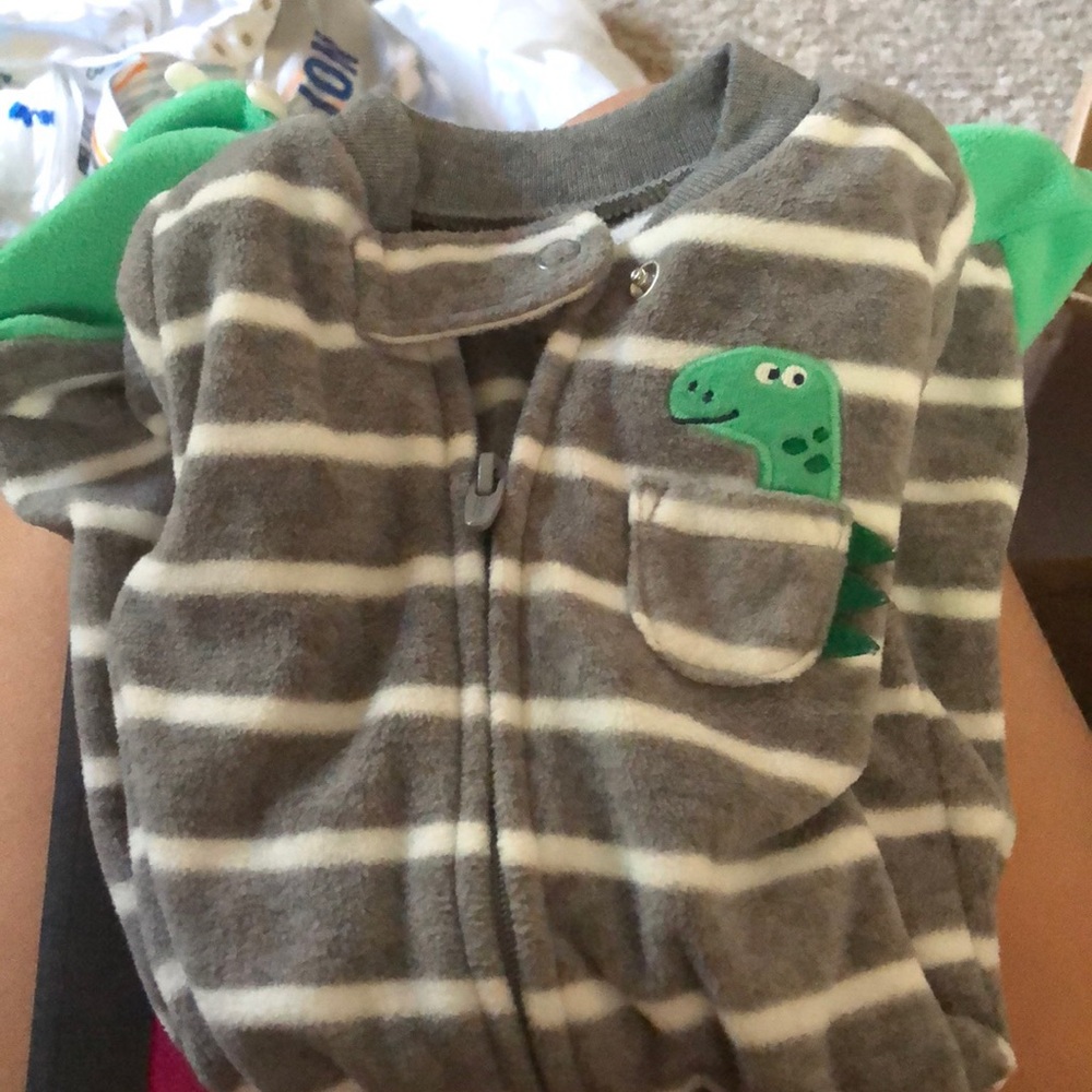 Newborn Carters dinosaur footie pajamas